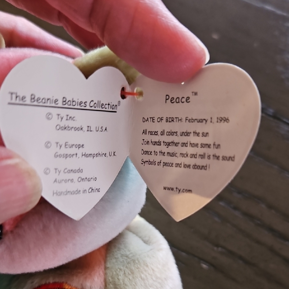 Ty Beanie Baby - Peace the Multi-colored Bear - Picture 10 of 12